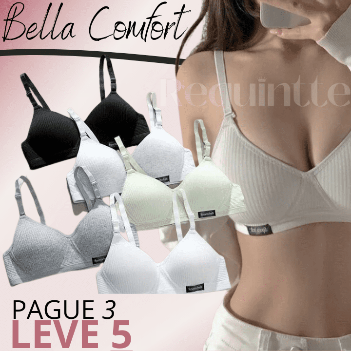 Kit 5 Sutiãs Bella Comfort - 90% Algodão com Fecho em 3 Aros + Frete Grátis
